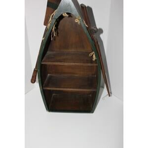 Vintage Rustic Wood Canoe Boat Display Shelf Nautical Cabin Decor Lightweight
